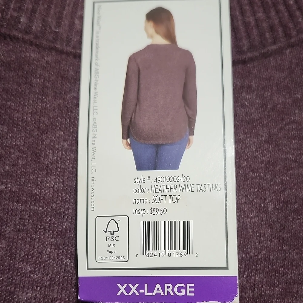 Nine West Burgundy Scoop Neck Pullover Sweater